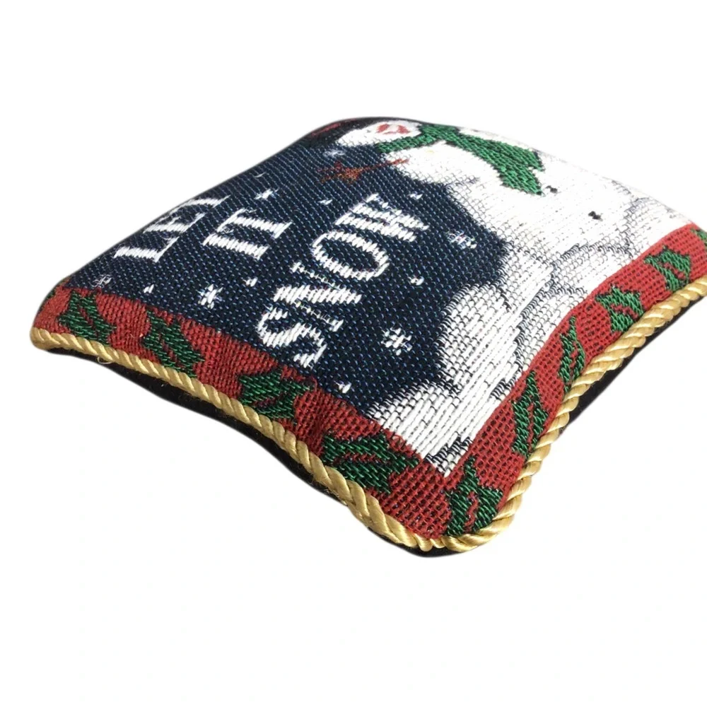Mini Holiday Pillows 2 Door Hangers Folk Art Santa & Let it Snow